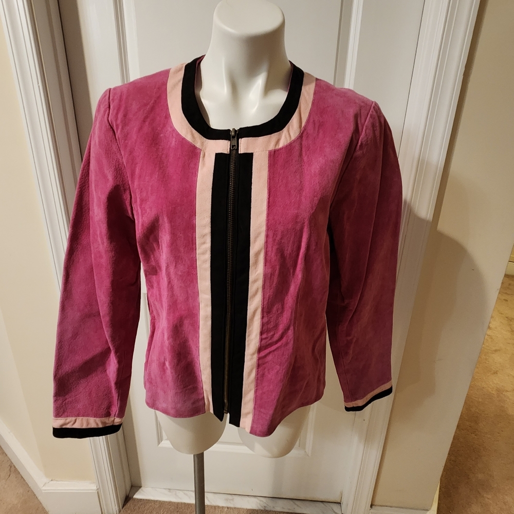 Karen Arnold pink leather jacket XL